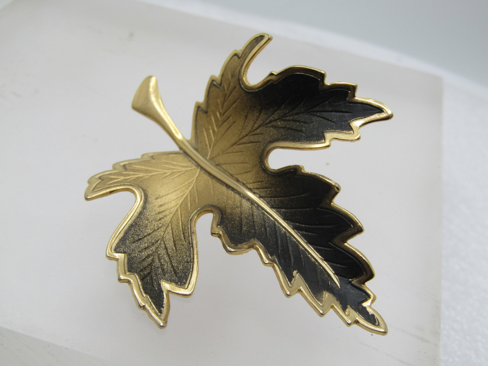 Vintage Black & Gold Leaf Brooch, Maple, 1960's-1970's - 3