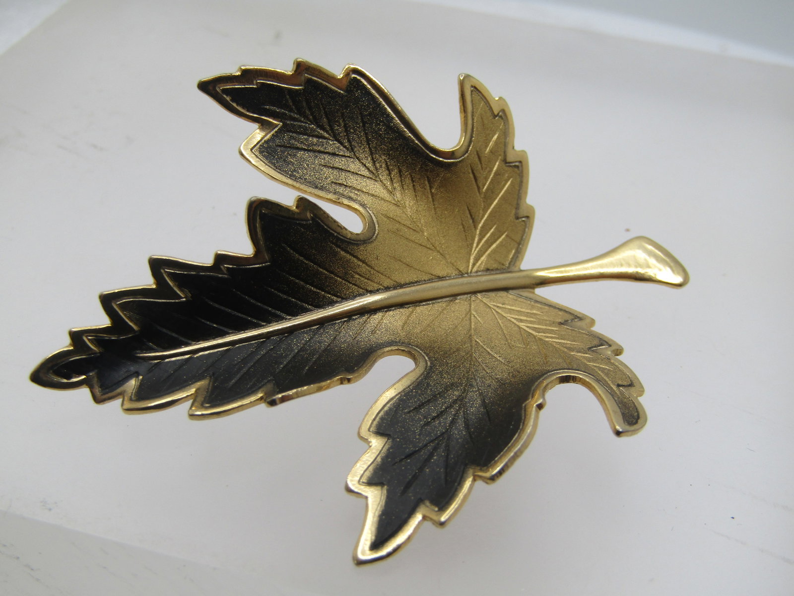 Vintage Black & Gold Leaf Brooch, Maple, 1960's-1970's - 4