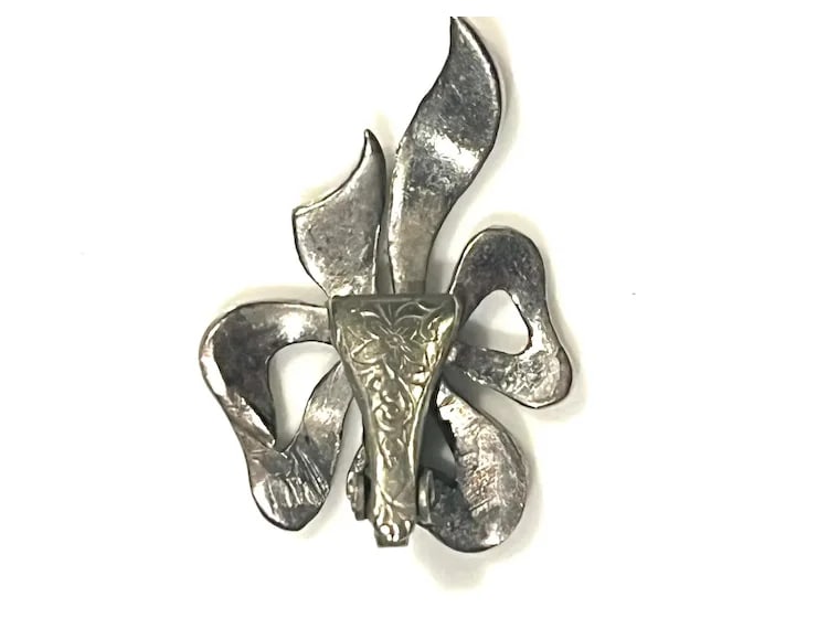 Vintage Marcasite Ribbon Clip Earrings - 5