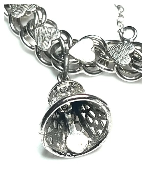 Vintage Sterling Silver Heart Charm Bracelet -Mother, Birthday, Christmas - 10
