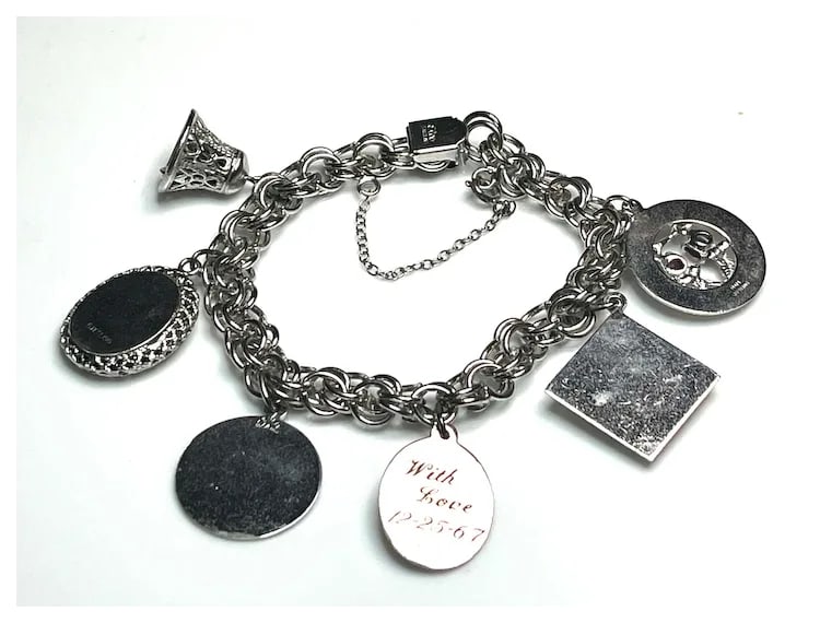 Vintage Sterling Silver Heart Charm Bracelet -Mother, Birthday, Christmas - 11