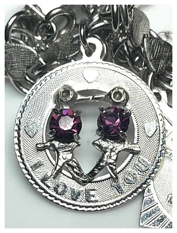 Vintage Sterling Silver Heart Charm Bracelet -Mother, Birthday, Christmas - 3