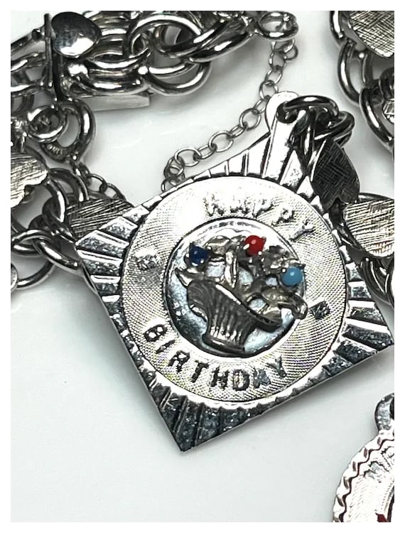 Vintage Sterling Silver Heart Charm Bracelet -Mother, Birthday, Christmas - 6