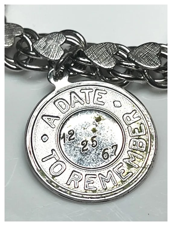 Vintage Sterling Silver Heart Charm Bracelet -Mother, Birthday, Christmas - 8
