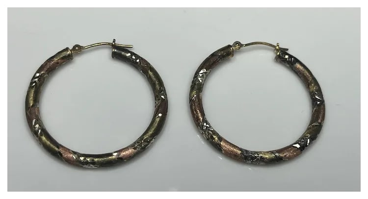 Vintage Diamond Cut Sterling Silver and 1/20 10k Gold Hoop Earrings - 4