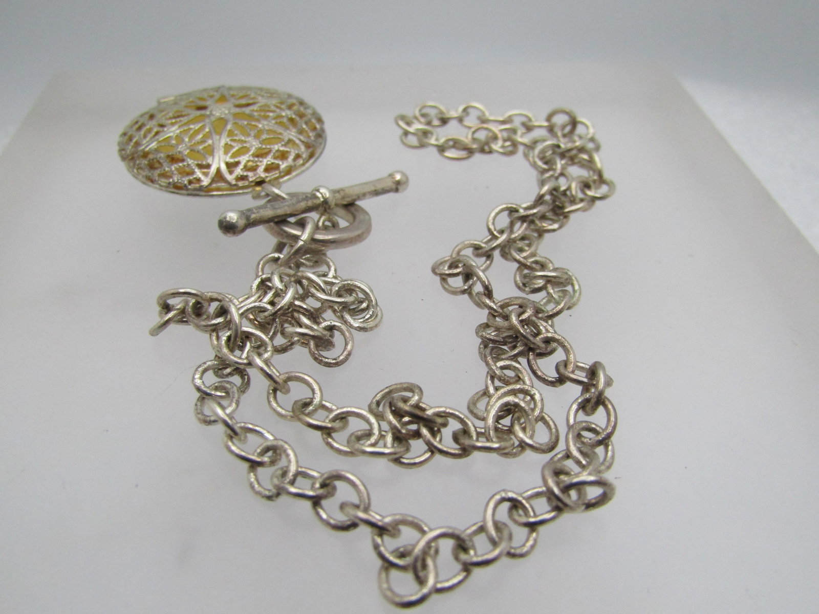 Vintage Locket Necklace, 18", Toggle Clasp, 1980's-1990's - 6