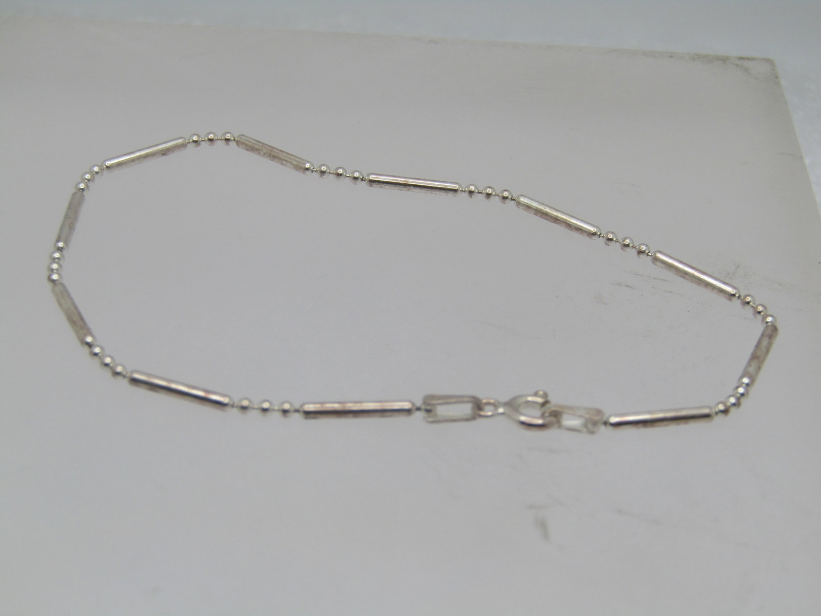 Sterling Bar & Ball Link Bracelet, 7.5", Italy , 1990's. Unisex - 2