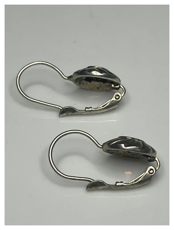 Vintage Sterling Silver and Garnet Drop Earrings - 4