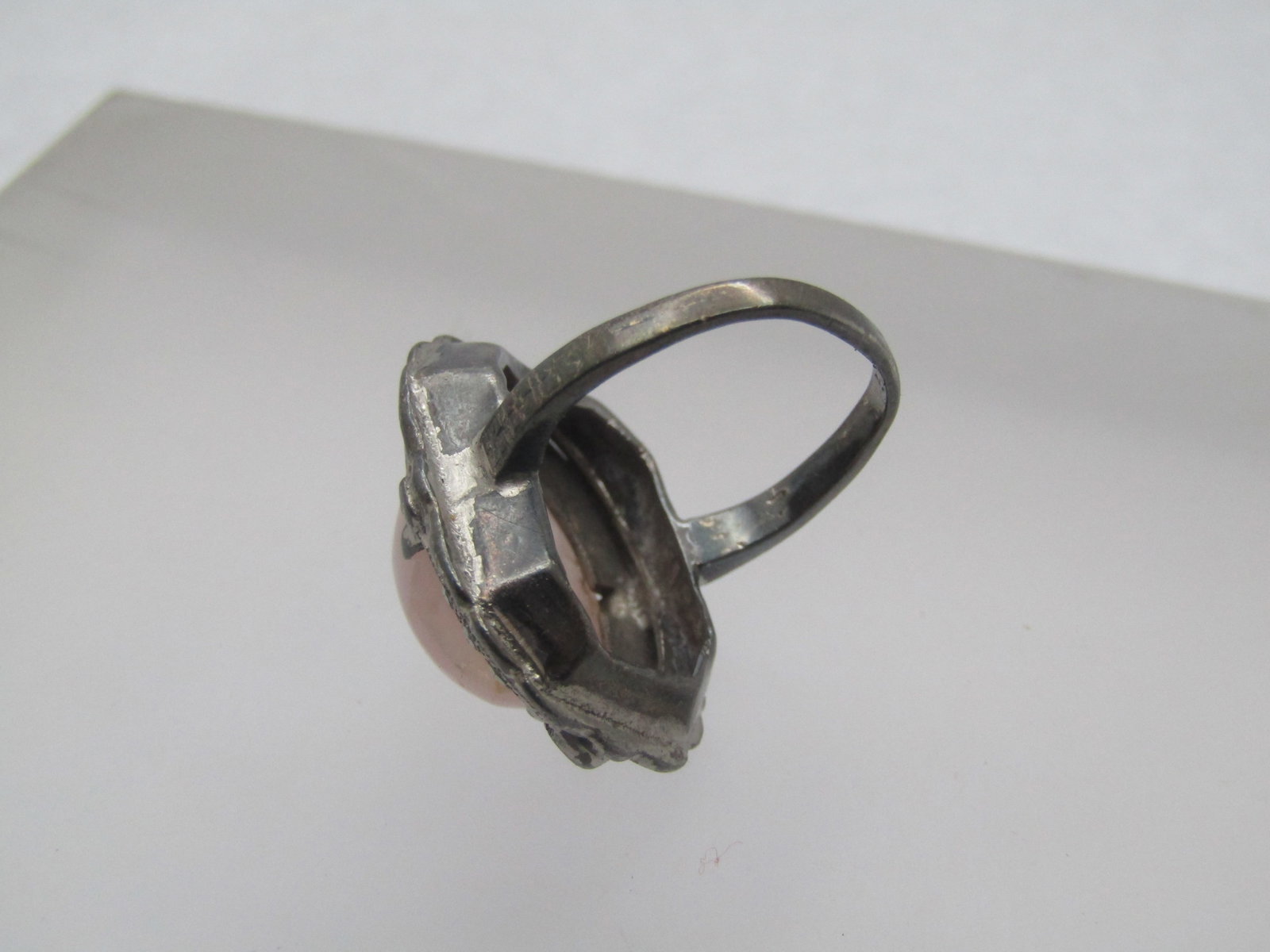 Vintage Pink Quartz Marcasite Ring, Sz. 2.5, 1920's-1930's - 4