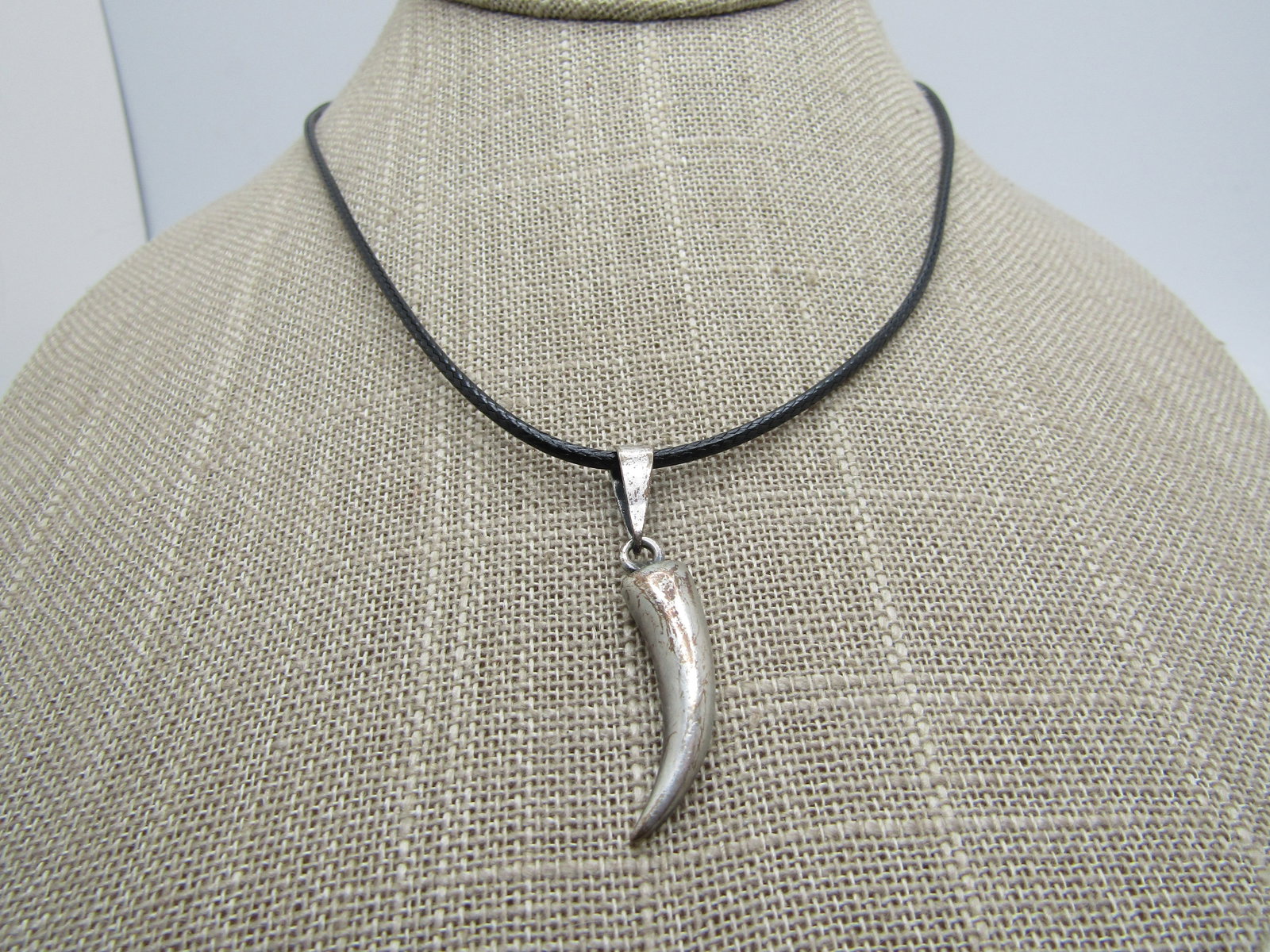Vintage Sterling Italian Horn Necklace, Mexico, 18"-20" - 2