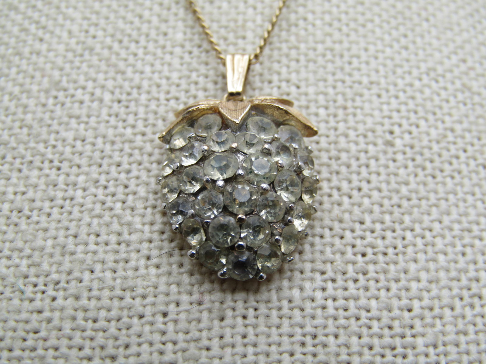Vintage Trifari Strawberry Rhinestone Necklace, 16", 1960's - 2
