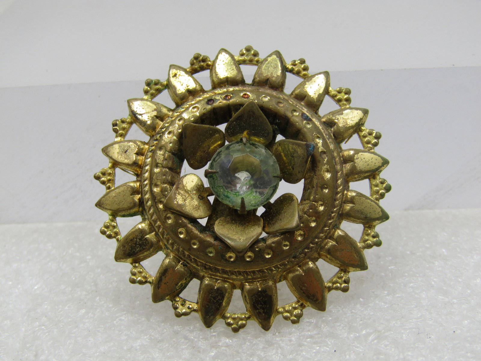 Antique Lyre Brooch, Brass, 1", C-Clasp. 1910-1930's - 2