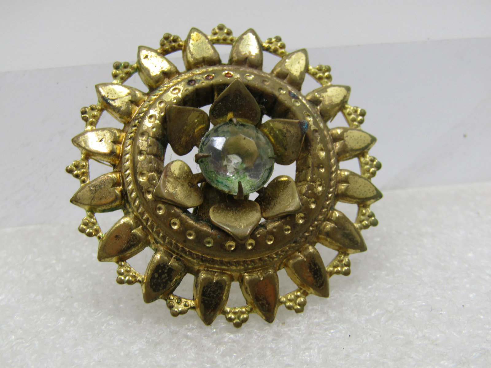 Antique Lyre Brooch, Brass, 1", C-Clasp. 1910-1930's - 3