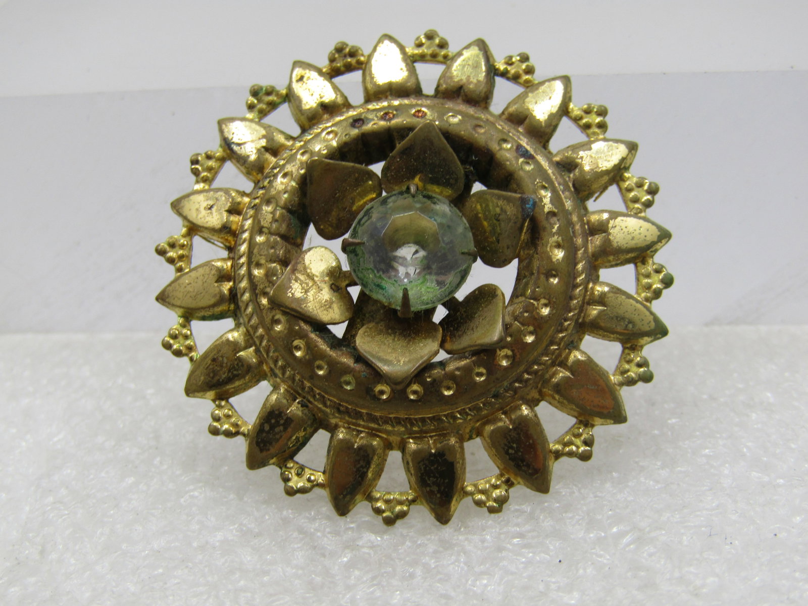 Antique Lyre Brooch, Brass, 1", C-Clasp. 1910-1930's - 4