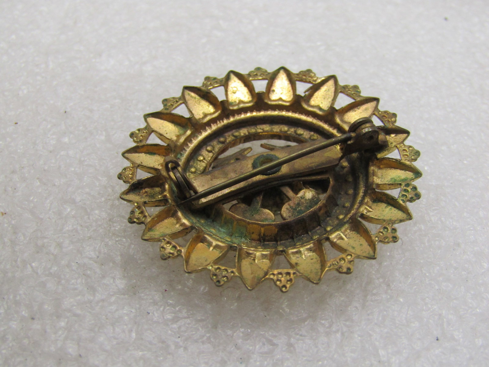 Antique Lyre Brooch, Brass, 1", C-Clasp. 1910-1930's - 5