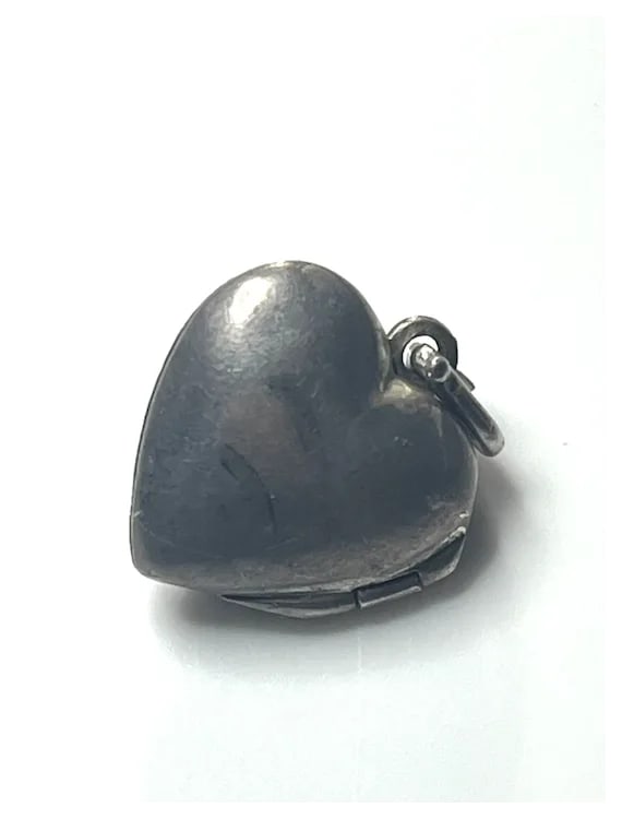 Vintage Sterling Silver Marcasite Heart Locket with Pink Oval Stone - 5