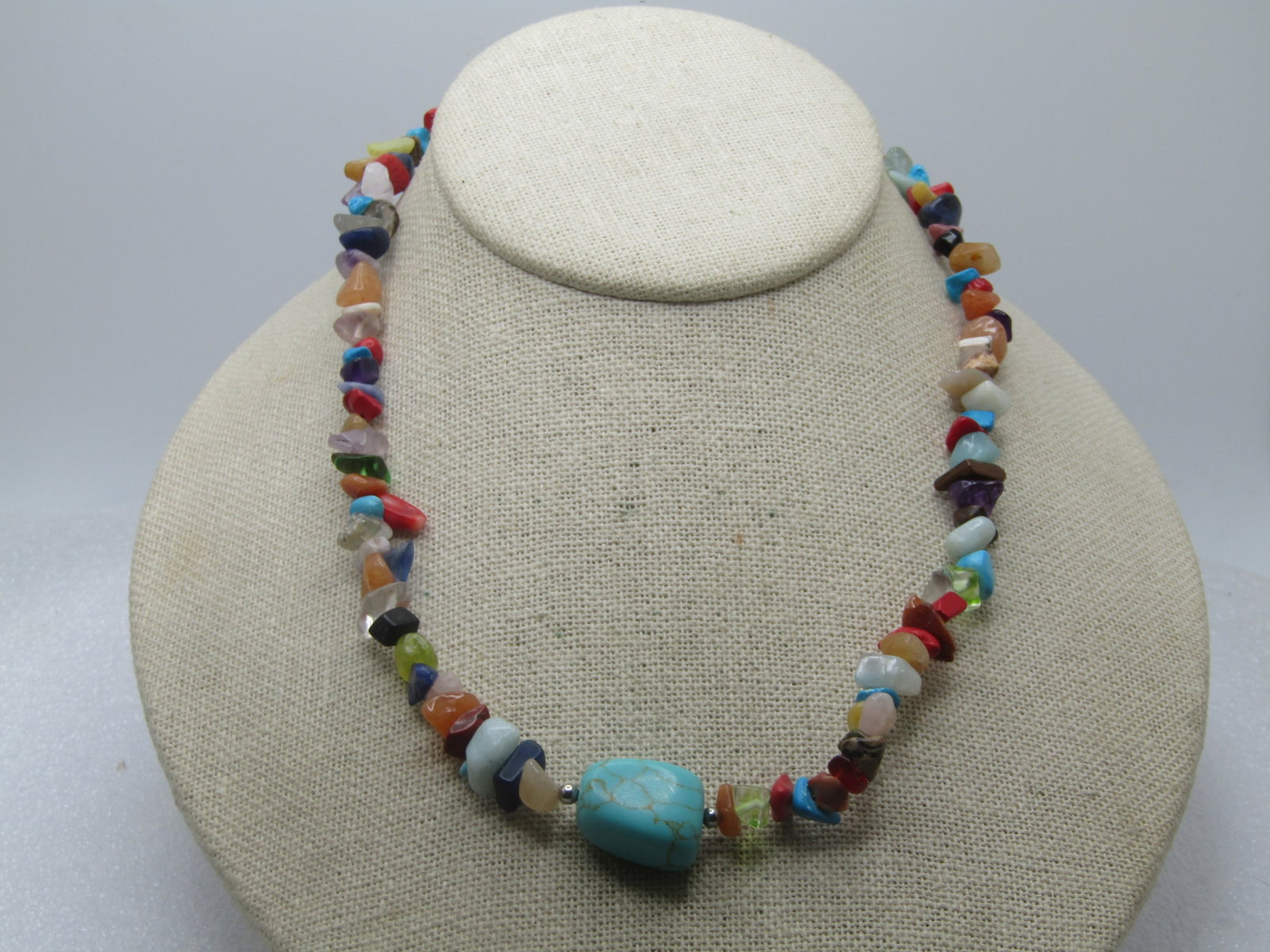 Vintage Mixed Stone Necklace 17"-19", Southwestern Vibe, 1990's - 2