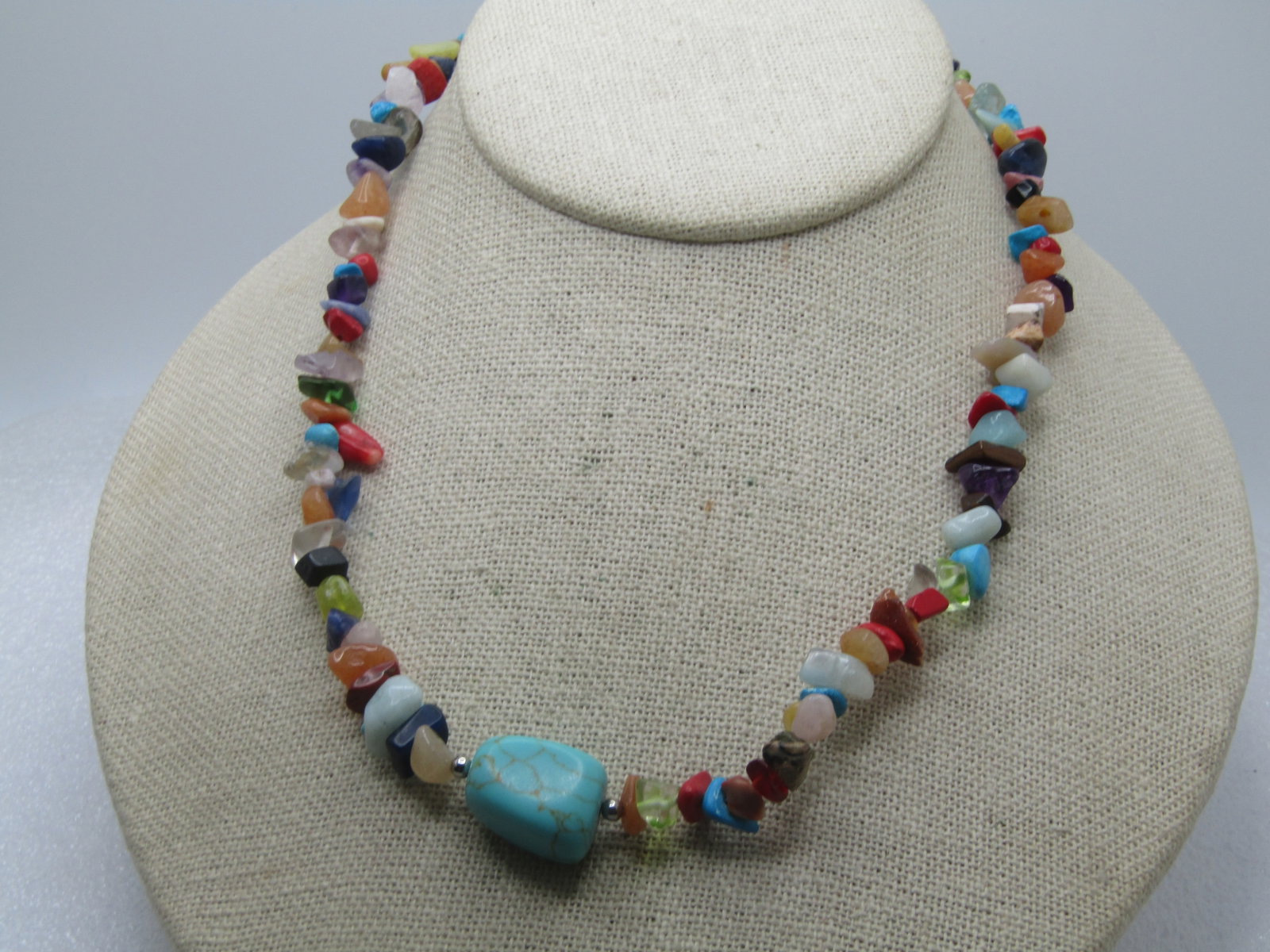 Vintage Mixed Stone Necklace 17"-19", Southwestern Vibe, 1990's - 3
