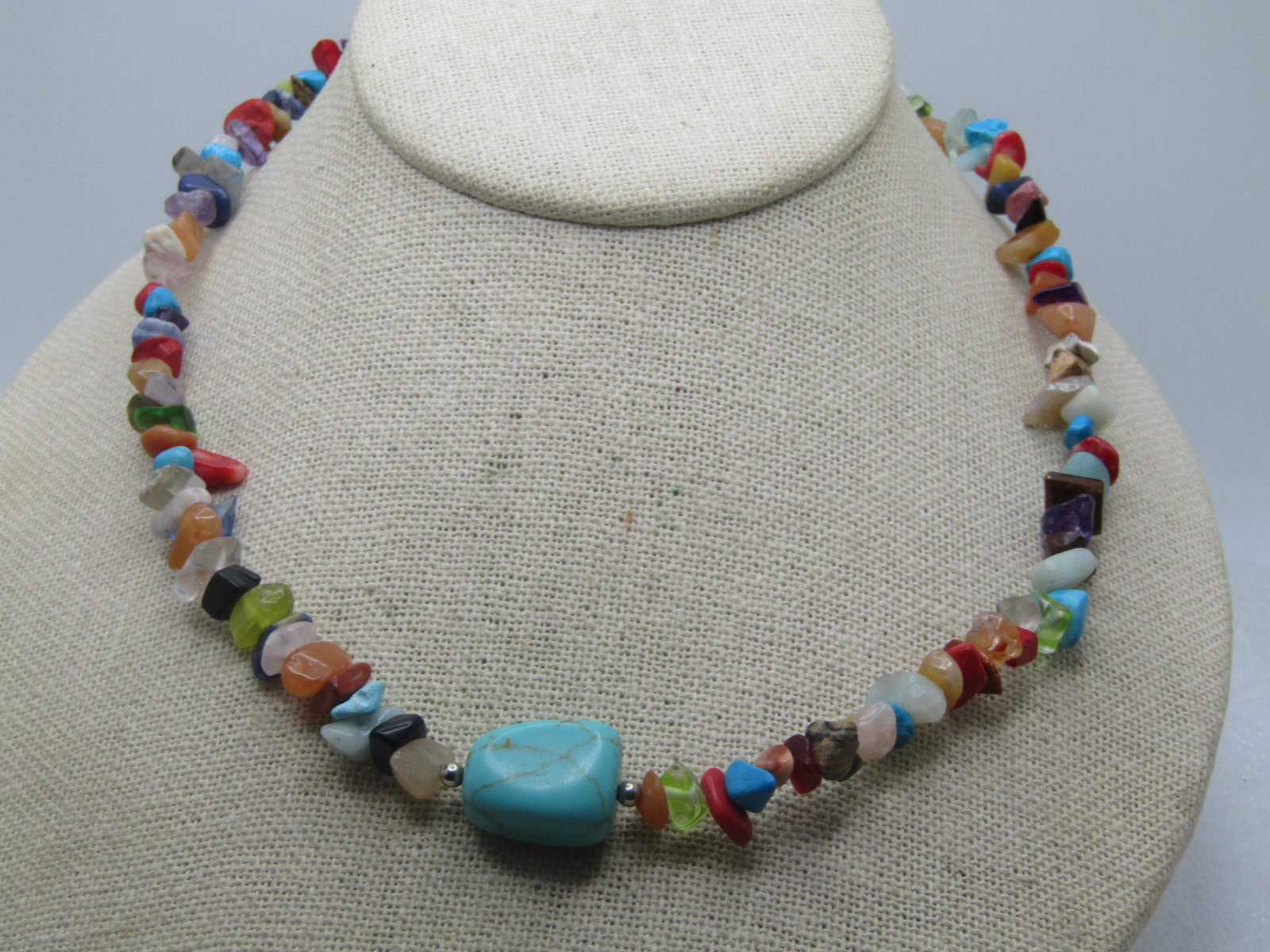 Vintage Mixed Stone Necklace 17"-19", Southwestern Vibe, 1990's - 4
