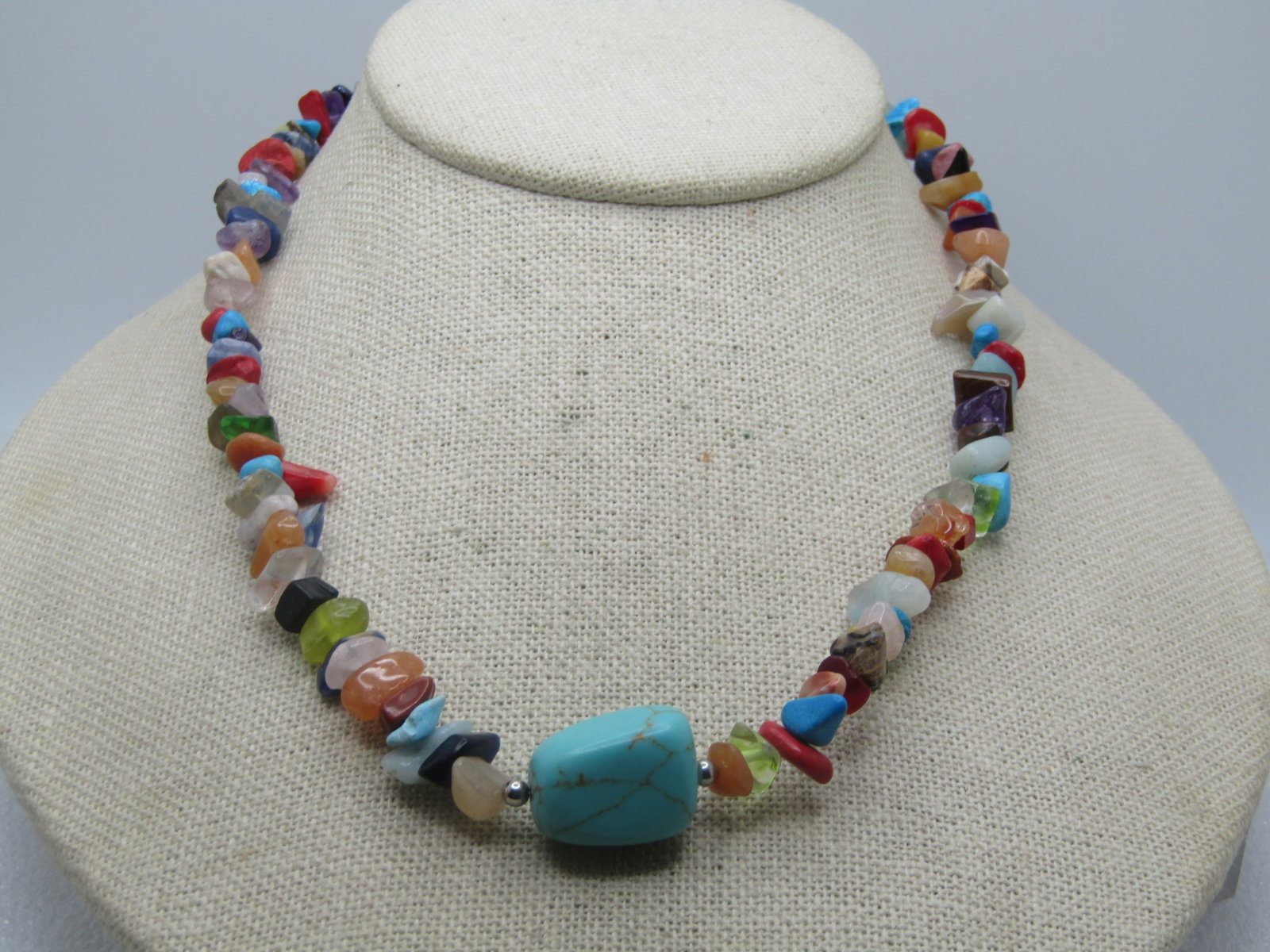 Vintage Mixed Stone Necklace 17"-19", Southwestern Vibe, 1990's - 5