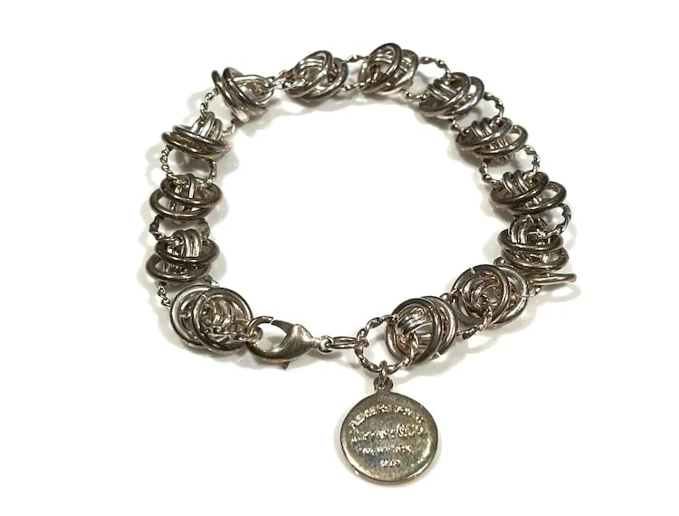 Sterling Silver Circle Charm Bracelet - 3
