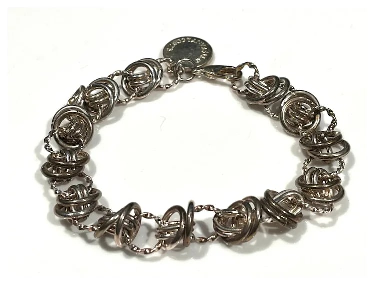 Sterling Silver Circle Charm Bracelet - 4