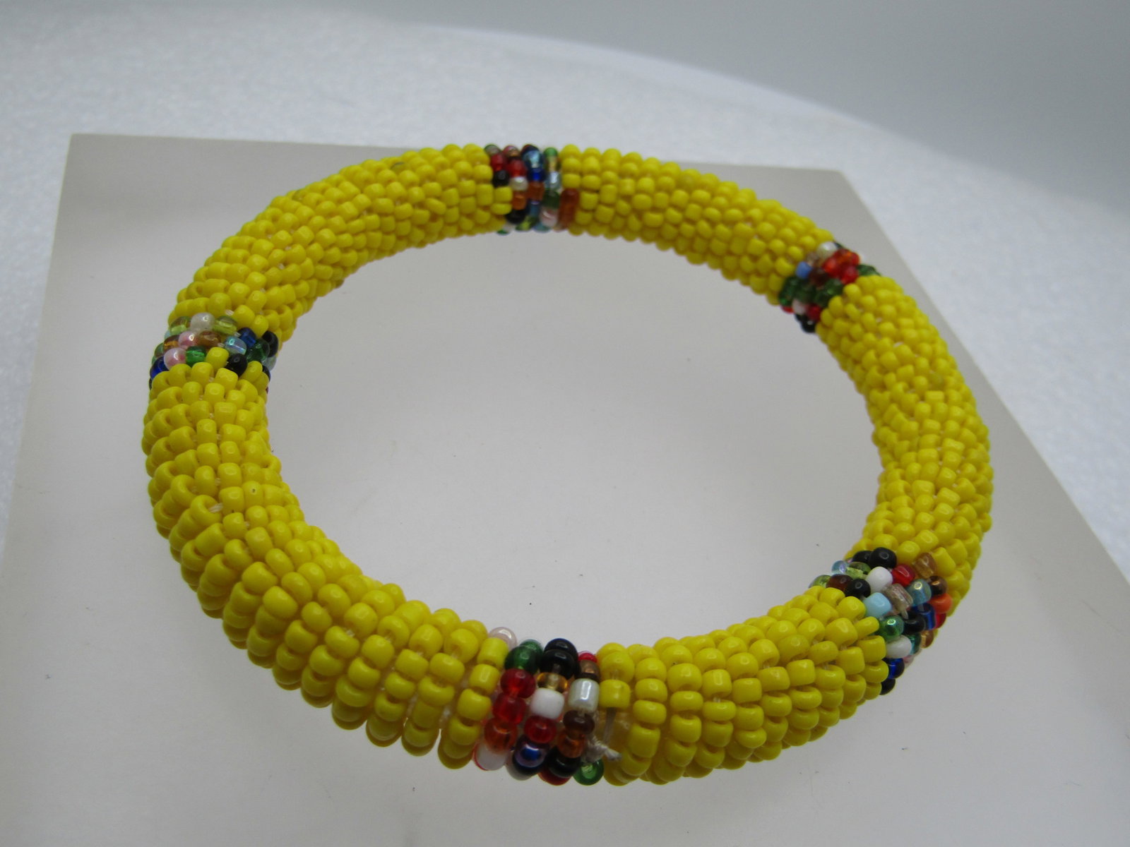 Vintage Southwestern Seed Beaded Bangle Bracelet, 7.25" - 2