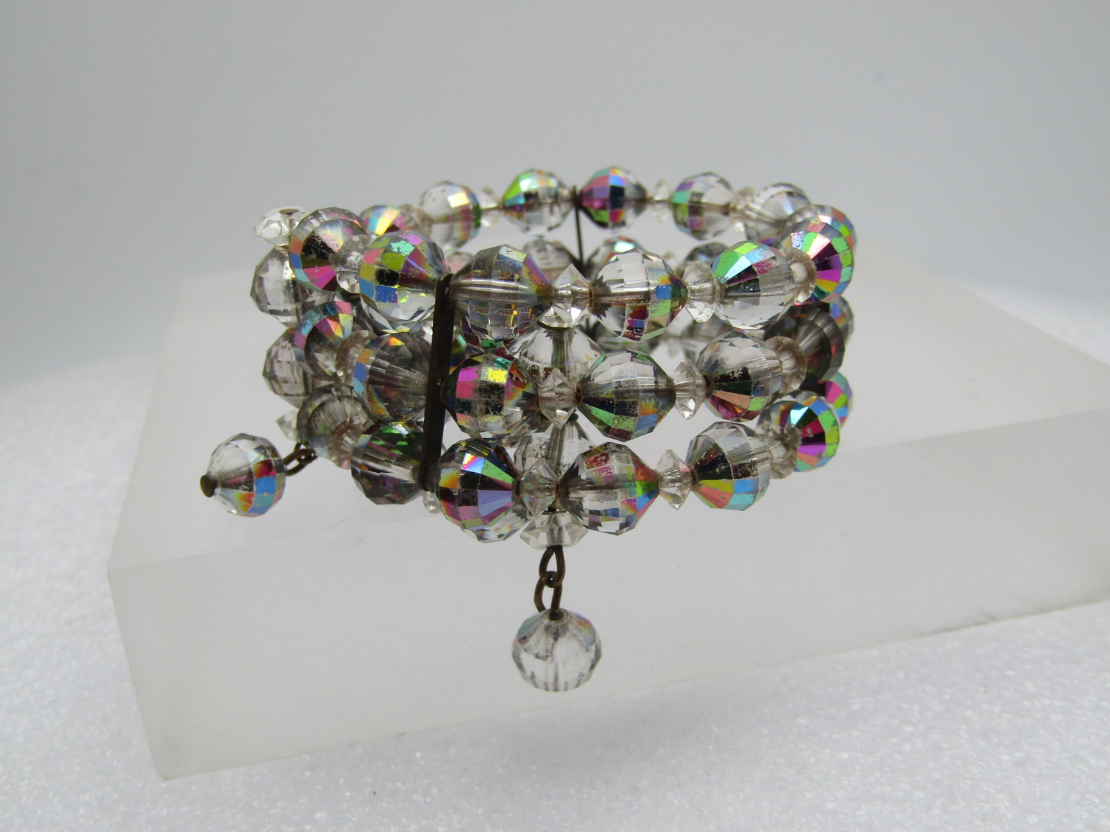 Vintage Aurora Borealis Coiled Bracelet, 6.5"-7.5", 1960's - 2