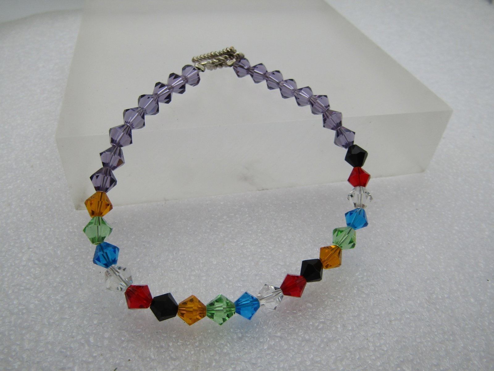 Gemtone Crystal Beaded Bracelet, Toggle Clasp, 8.25", 1990's - 4