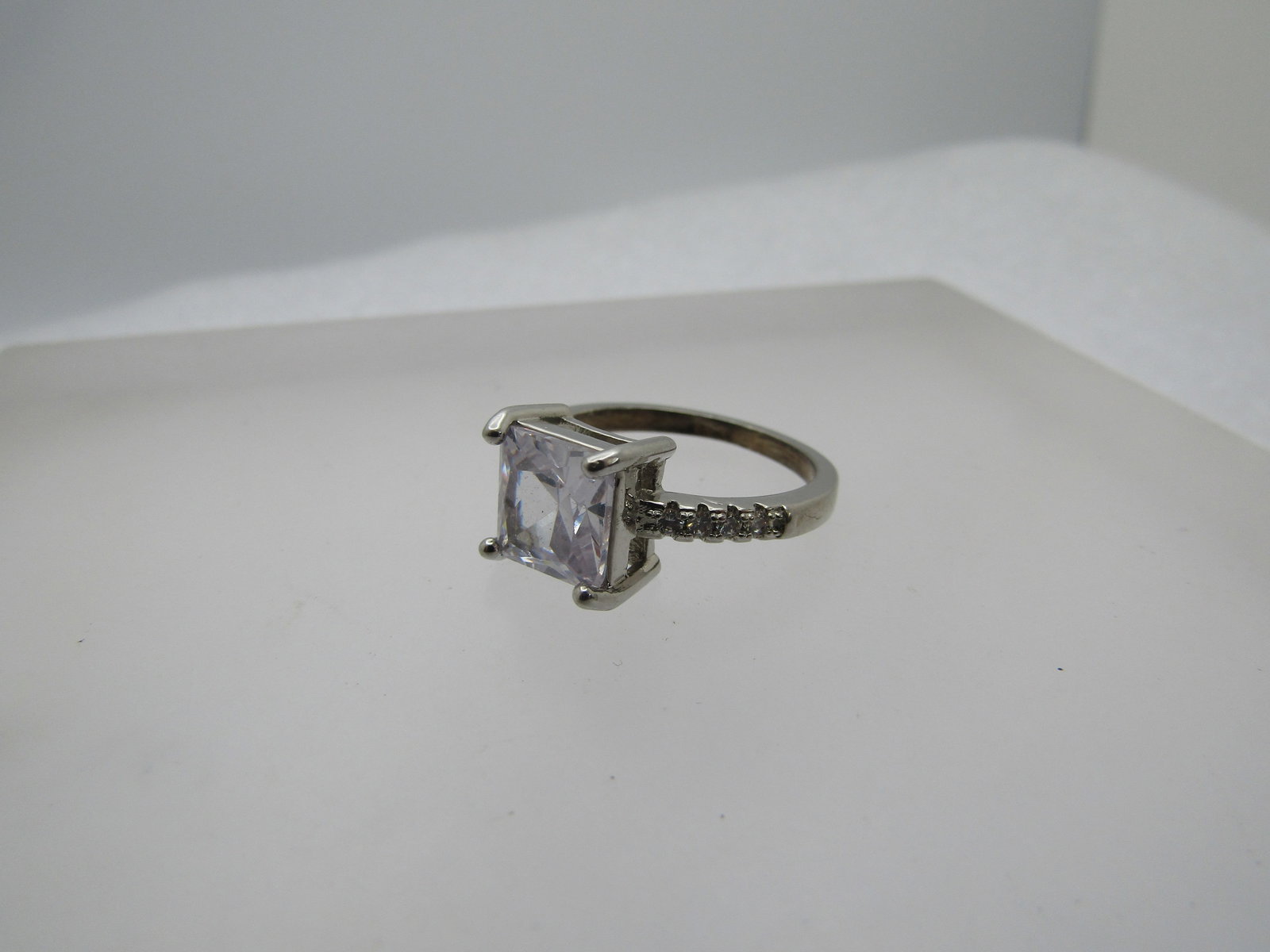 Silver Plated Square Paste Engagement Ring, Sz. Sz. 7.5", - 4