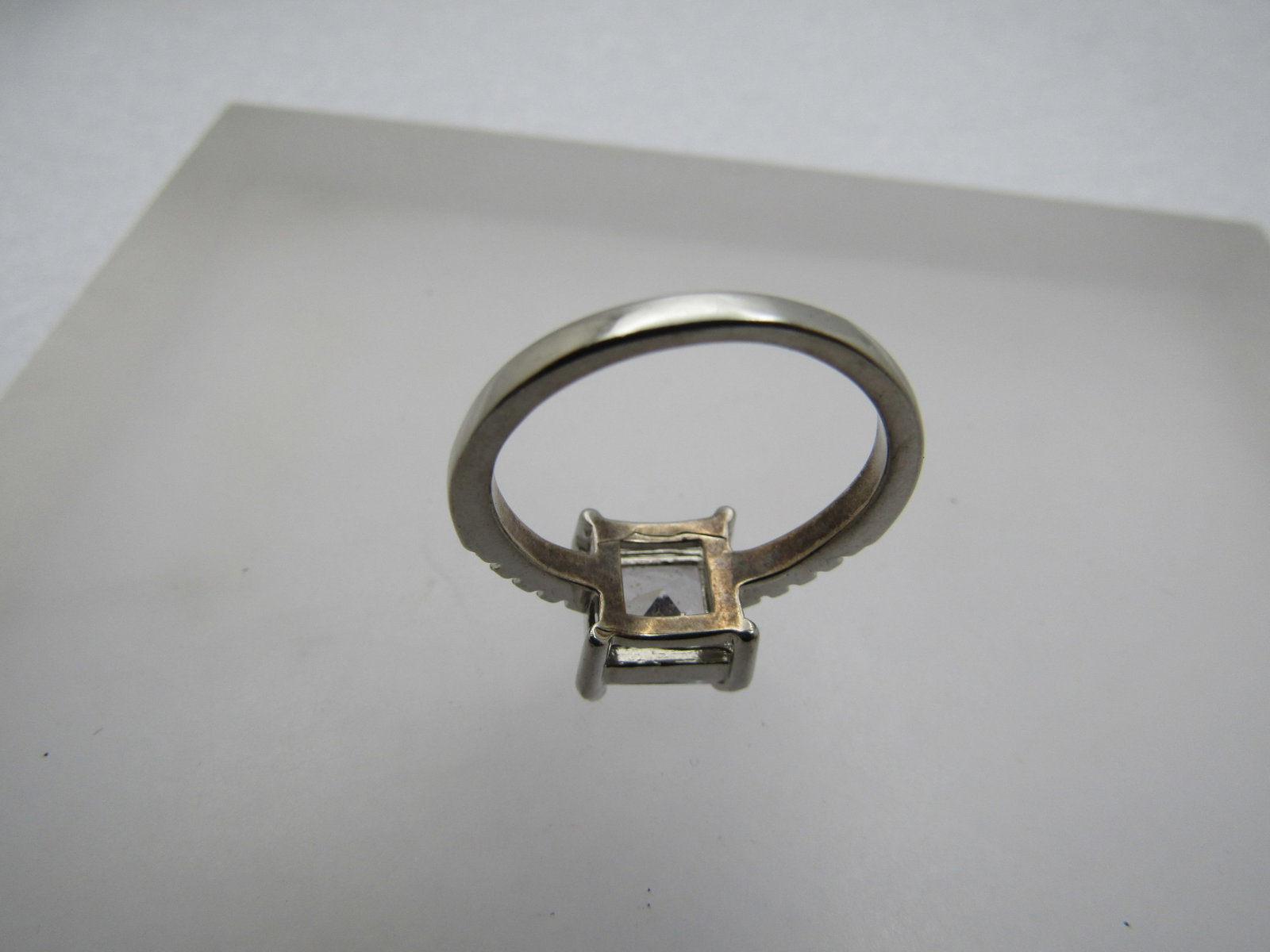Silver Plated Square Paste Engagement Ring, Sz. Sz. 7.5", - 5