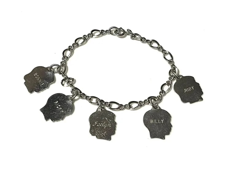 Vintage Mother's Charm Bracelet with Children Boy and Girl Charms - 2