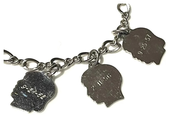 Vintage Mother's Charm Bracelet with Children Boy and Girl Charms - 7