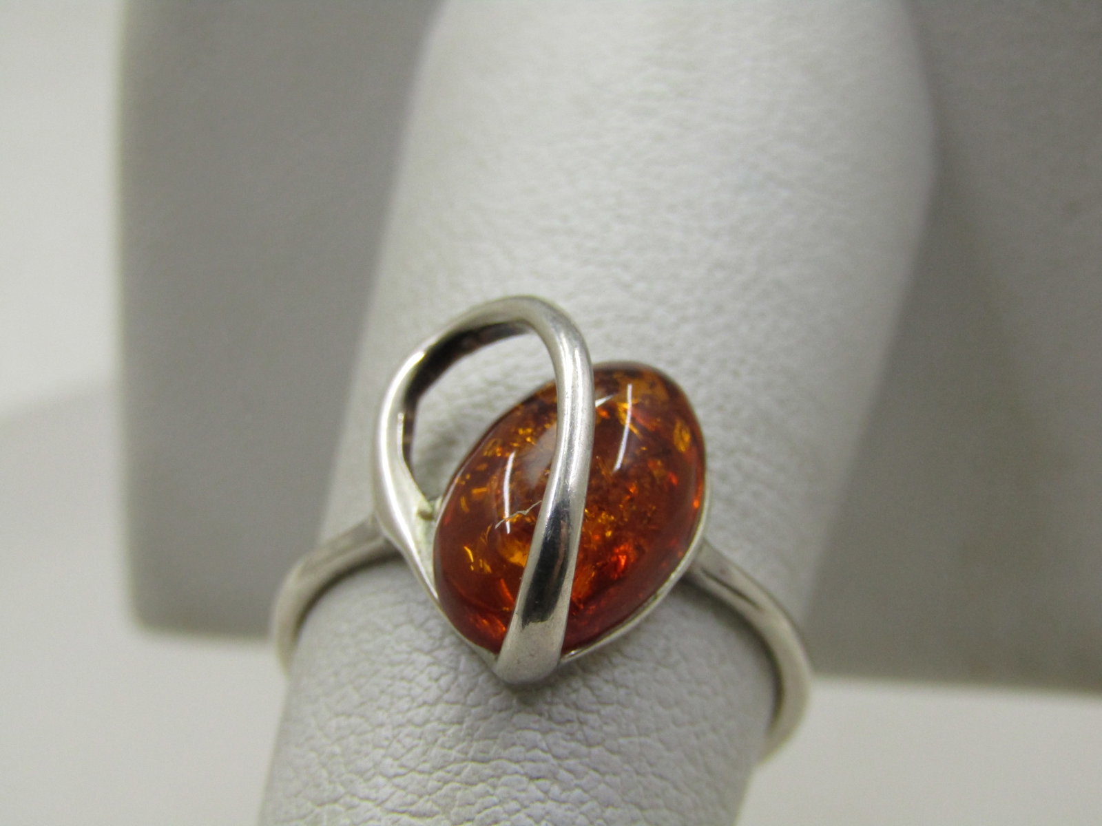 Sterling Amber Wrapped Mod Ring, Sz. 7.25 - 2