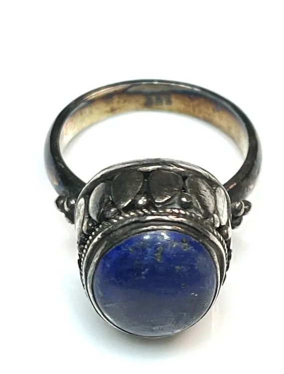 Vintage Sterling Silver Lapis Lazuli Ring - 2