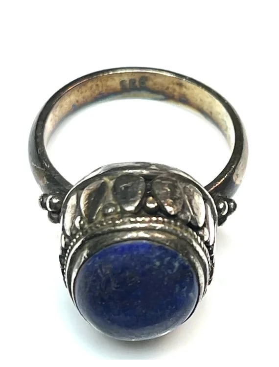 Vintage Sterling Silver Lapis Lazuli Ring - 3