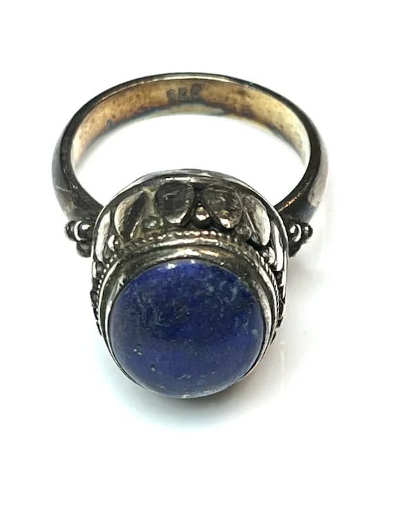 Vintage Sterling Silver Lapis Lazuli Ring - 4