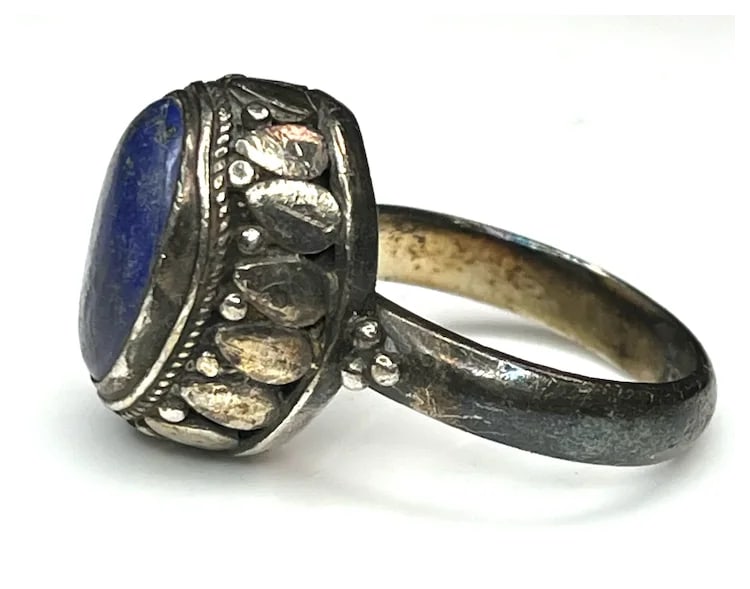 Vintage Sterling Silver Lapis Lazuli Ring - 5