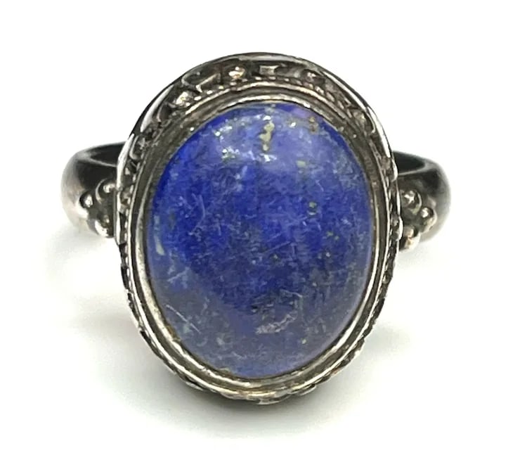 Vintage Sterling Silver Lapis Lazuli Ring - 8