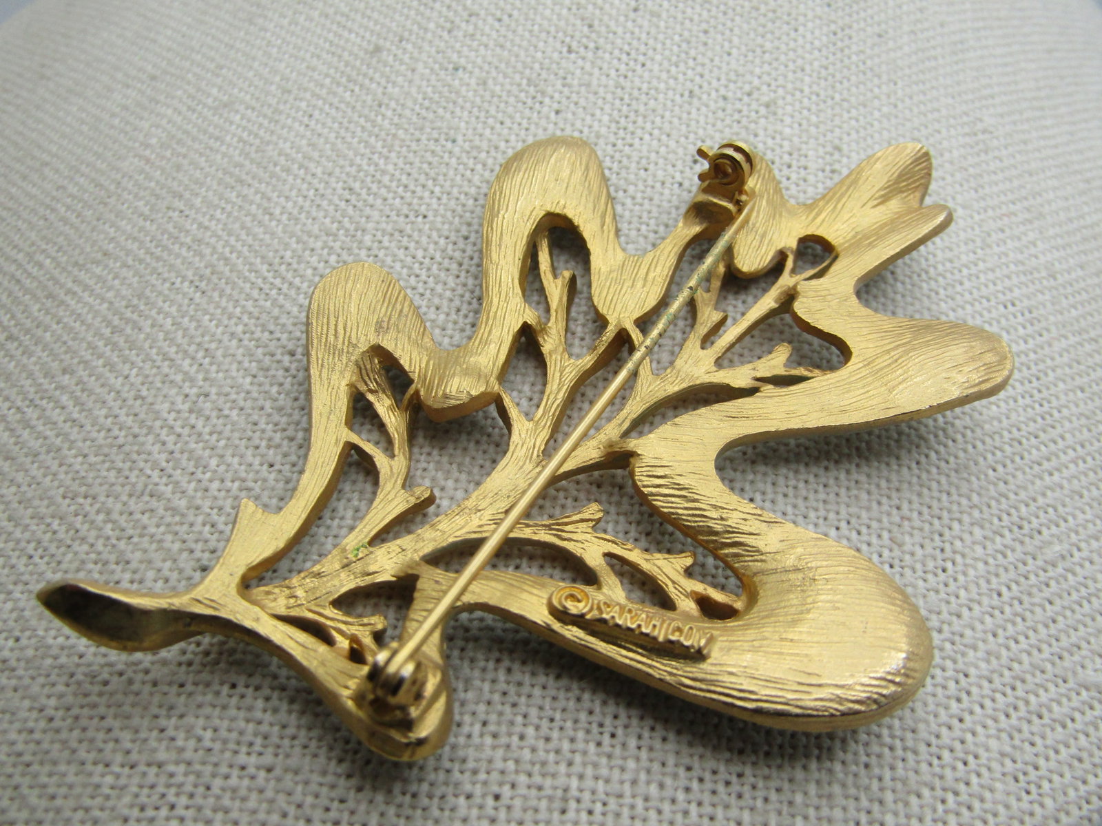 Vintage Green Enameled Leaf Brooch, Sarah Coventry, 1960's-1970's - 4