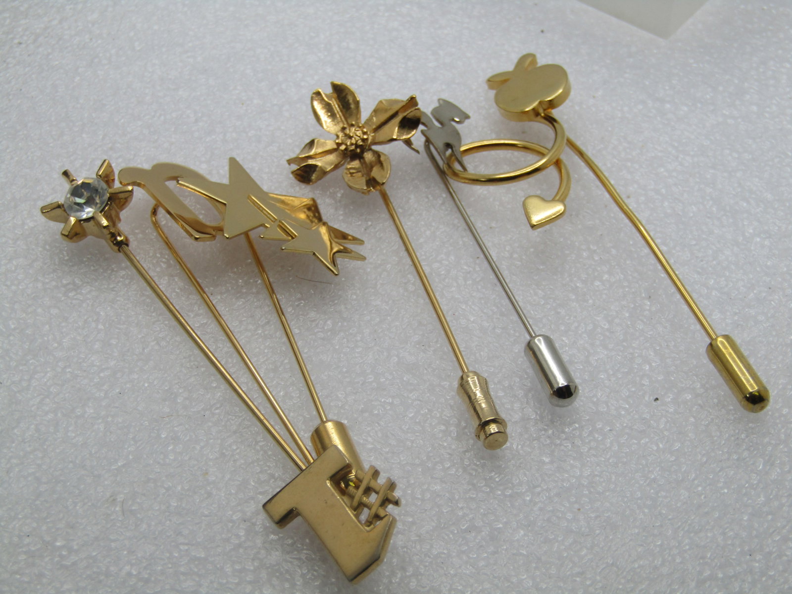 Six Vintage Stick Pin Lot, Safety Caps, 1960's-1970's - 2