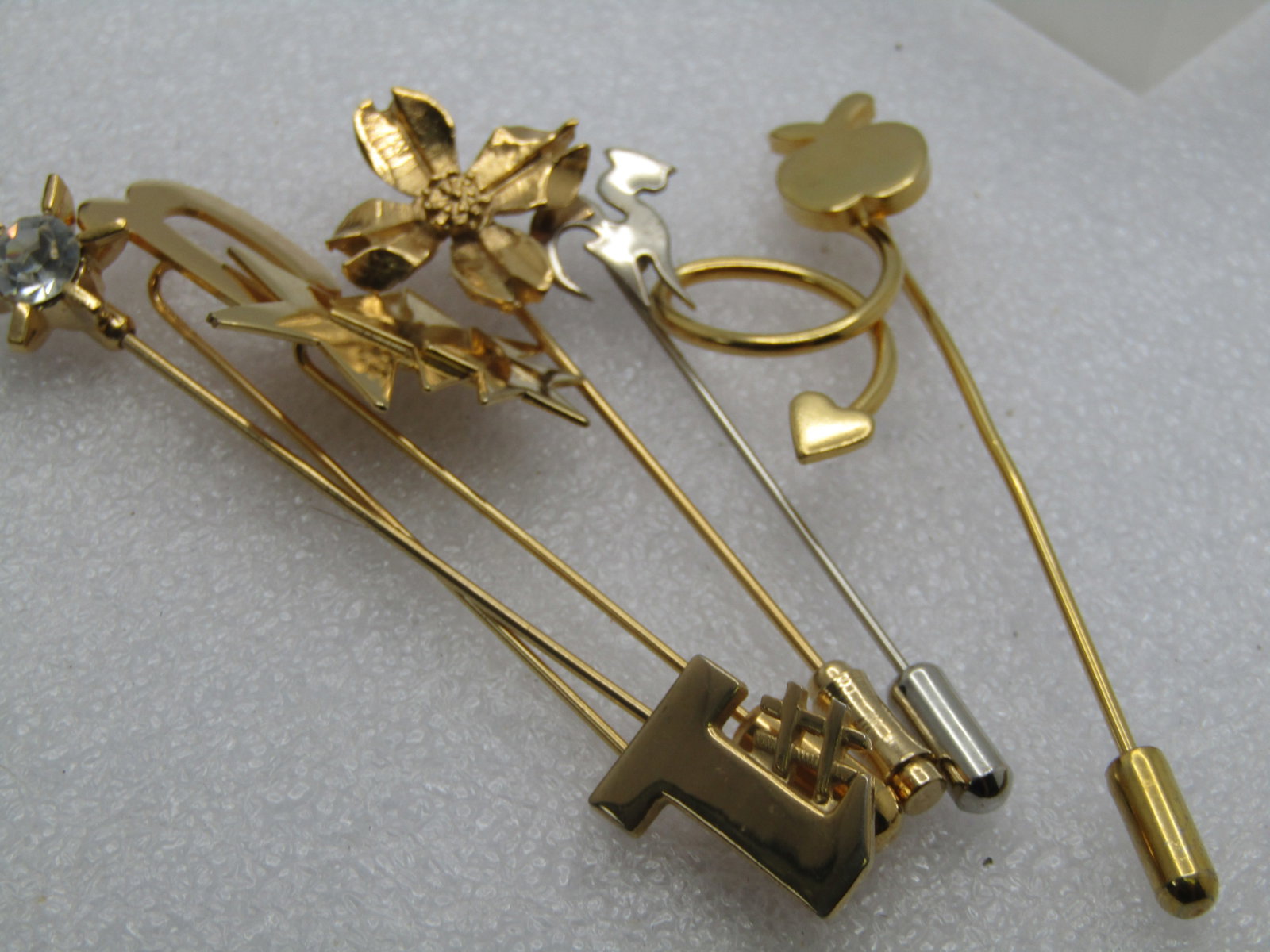 Six Vintage Stick Pin Lot, Safety Caps, 1960's-1970's - 3