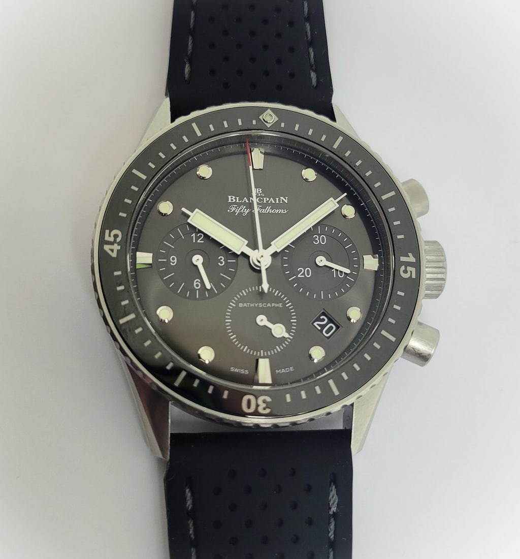 Mens Blancpain Fifty Fathoms Bathyscaphe Chronograph 43MM Grey Dial* EXLNT - 2
