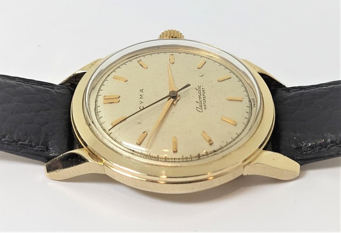 Vintage Solid 14k Gold CYMA Mens Automatic Watch 1950s EXLNT* SERVICED - 5