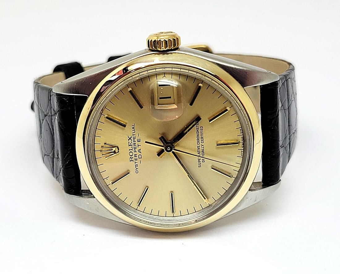 Vintage Steel/18K Mens ROLEX OYSTER DATE Automatic Watch c.1970 Ref 1500* GOOD - 3