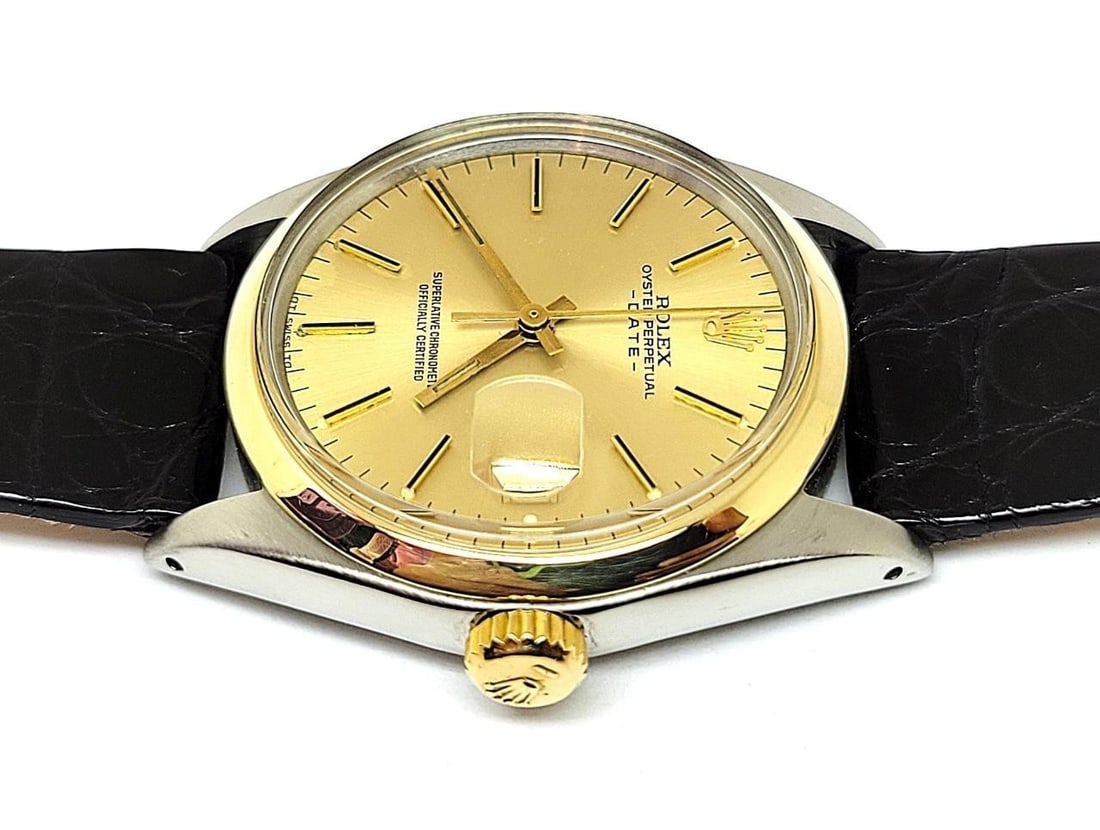 Vintage Steel/18K Mens ROLEX OYSTER DATE Automatic Watch c.1970 Ref 1500* GOOD - 6