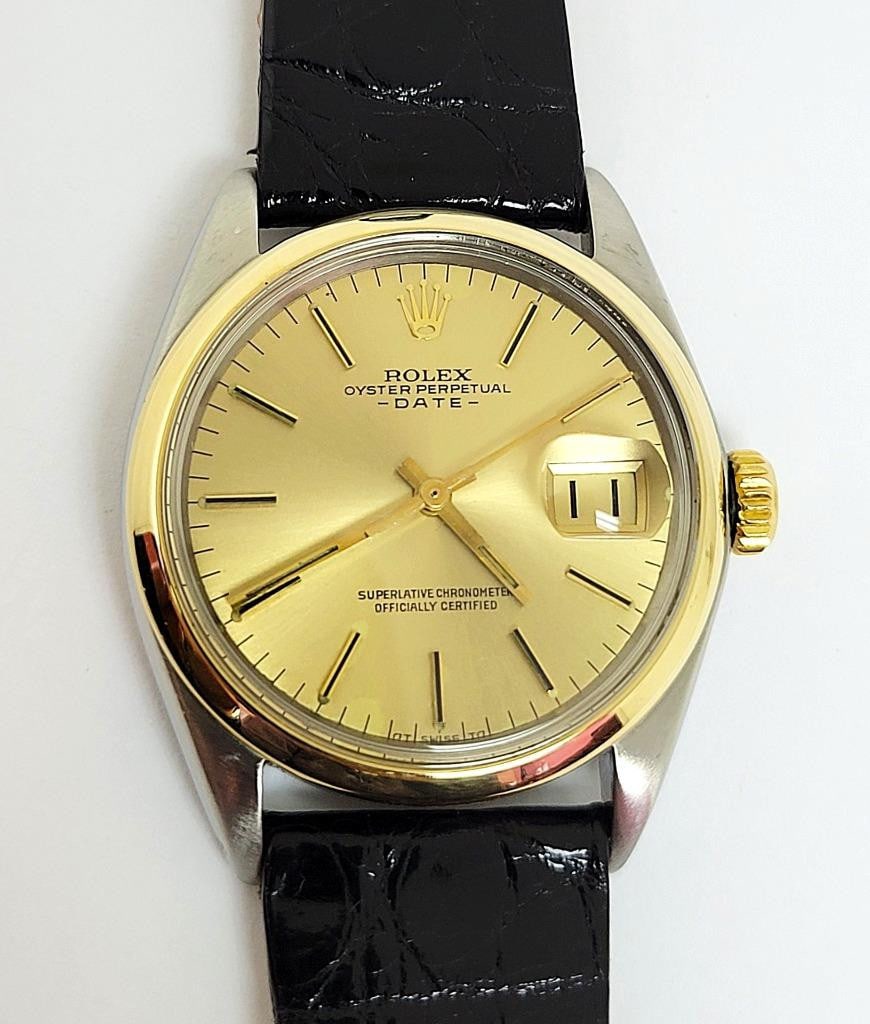 Vintage Steel/18K Mens ROLEX OYSTER DATE Automatic Watch c.1970 Ref 1500* GOOD - 8