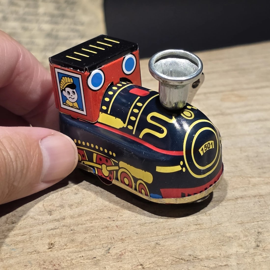 Tin Litho Locomotive Toy Wind Up Train Engine - 7