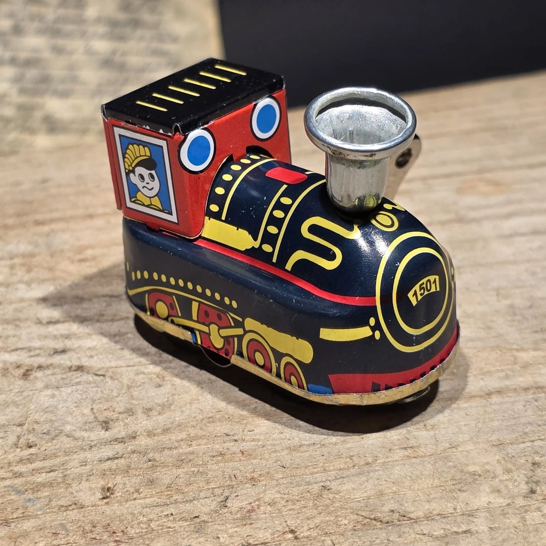 Tin Litho Locomotive Toy Wind Up Train Engine - 8