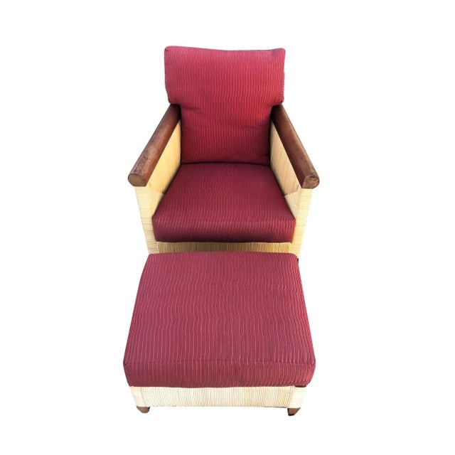 Donghia Rattan Lounge Chair & Ottoman by John Hutton, the Merbau Collection - 2